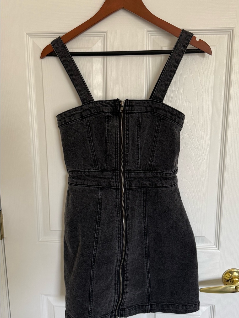 wild fable Black Denim Zip-Front Mini Dress